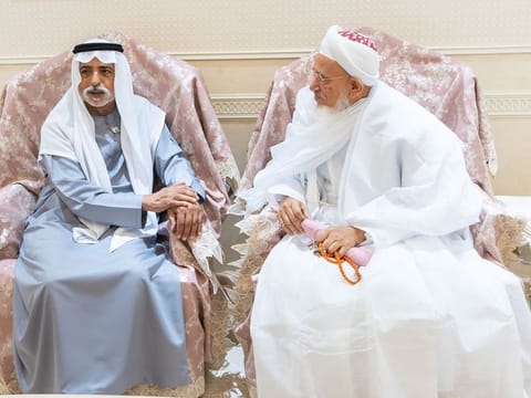 Sheikh Nahyan bin Mubarak Al Nahyan, Minister of State for Tolerance and Coexistence during meeting with the Dawoodi Bohra community leader Sultan Al Bohra Syedna Mufaddal Saifuddin in Dubai on Thursday..