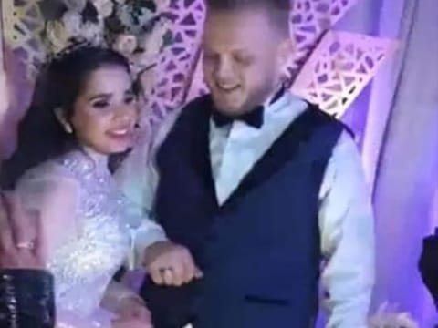 Saeed Khalid Al Saeed Mohammad Ismail with his bride before the tragedy.