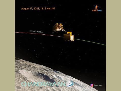 Chandrayaan 3 Mission: Landing Module is successfully separated from the Propulsion Module (PM). Landing Module is set to descend to a slightly lower orbit upon a deboosting planned for August 18th around 1600 hours IST.