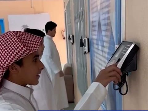 A student marks his attendance.