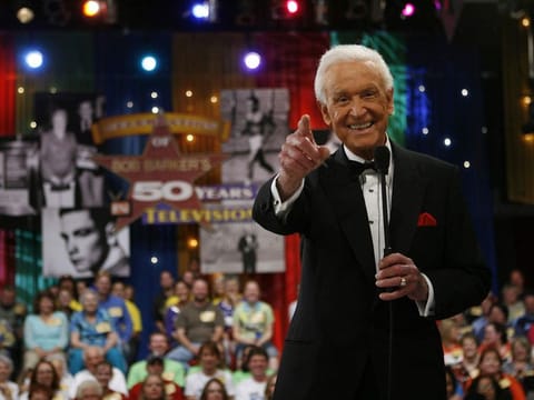 File image: Legendary game show host Bob Barker reacts during filming of a special prime-time episode of "The Price Is Right," in Los Angeles April 17, 2007
