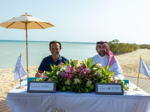 The MoC (Memorandum of Collaboration) was signed between Amr AlMadani, the CEO of the Royal Commission for AlUla, and John Pagano, CEO of Red Sea Global.