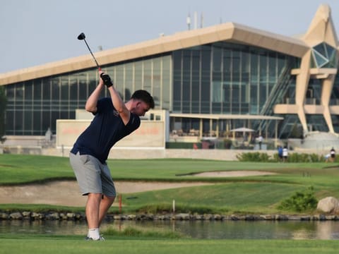 Oscar Craig teeing of on the 18th hole
