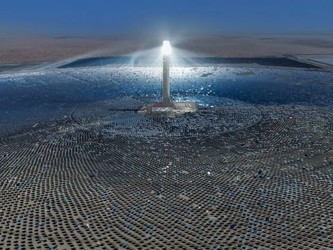 The world’s tallest solar power tower at 262.44 metres in the Mohammed bin Rashid Al Maktoum Solar Park in Dubai