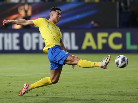 Al Nassr's Cristiano Ronaldo in action during a Asian Champions League Group E match against FC Istiklol in Riyadh, Saudi Arabia on October 2.