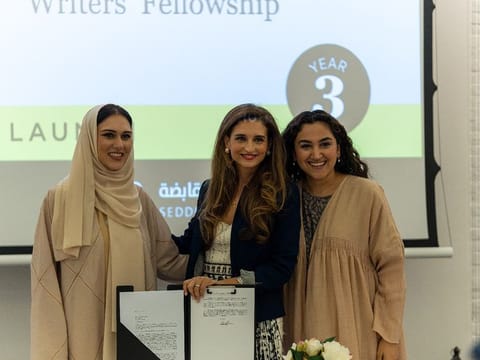 (L to R) Hind Seddiqi, Chief Marketing and Communications Officer at Seddiqi Holding; Sara Hamdan; Ahlam Bolooki, CEO of ELF