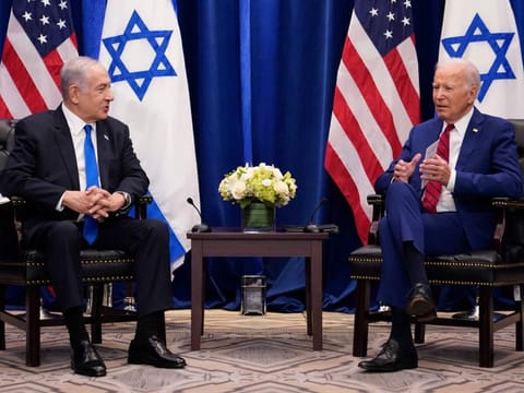 President Joe Biden with Israeli Prime Minister Benjamin Netanyahu in New York, on September 20, 2023. Several news outlets including Axios and CNN have reported that US and Israeli officials are discussing a possible Biden trip to Israel this week as it gears up for a ground invasion of Gaza.