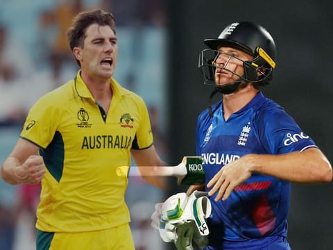 Australia captain Pat Cummins (left) and England skipper Jos Buttler. Their teams are battling to keep alive their chances of qualifying for the semifinals of the ICC Cricket World Cup.