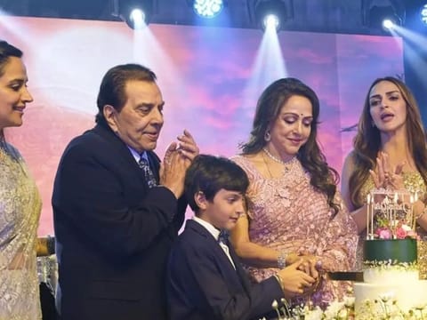 Hema Malini with her family on her birthday.