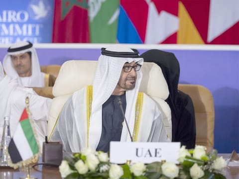 UAE President His Highness Sheikh Mohamed bin Zayed attending the Cairo Peace summit.