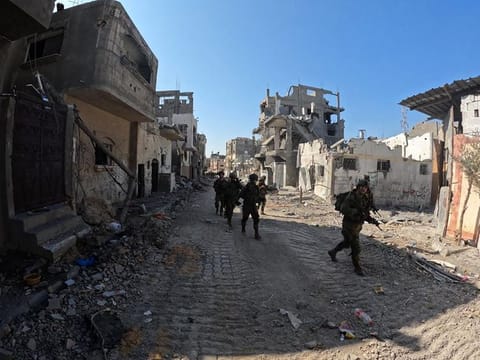 This handout picture released by the Israeli army on October 31, 2023, reportedly shows soldiers in an area in the Gaza Strip amid ongoing battles between Israel and the Palestinian Hamas movement.