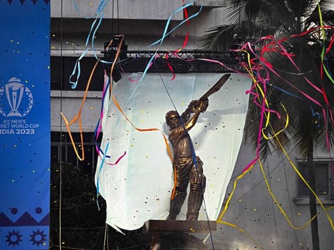 A grand statue of Sachin Tendulkar is unveiled in his honour at the Wankhede Stadium in Mumbai on Wednesday.