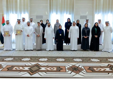His Highness Sheikh Mohammed bin Rashid Al Maktoum, Vice President and Prime Minister of the UAE and Ruler of Dubai, with the winners
