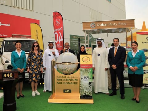 DDF representatives at the million-dollar draw at Dubai Airshow on Wednesday