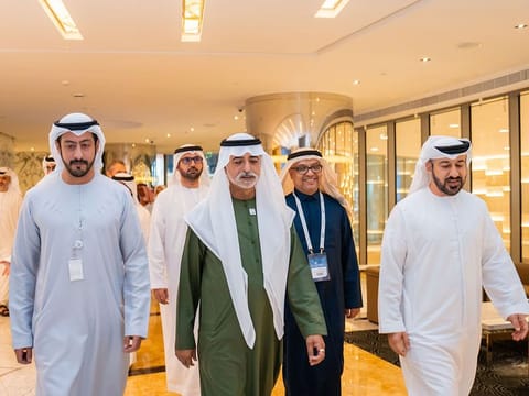 (2nd from left) Sheikh Nahyan Bin Mubarak Al Nahyan, Minister of Tolerance and Coexistence, during the opening of 11th Emirates Oncology Conference in Abu Dhabi on Friday.