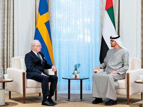 UAE President His Highness Shaikh Mohammad Bin Zayed Al Nahyan met H.M. Sweden’s King Carl XVI Gustaf during his visit to the UAE in 2021