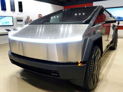 Tesla's new Cybertruck is shown on display at a Tesla store in San Diego, California, U.S., November 20, 2023.