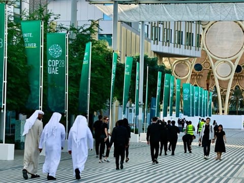 Delegates attend COP28 at Expo City Dubai. The UAE’s COP28 Presidency announces on Wednesday COP28 in Dubai has already mobilised more than $83 billion funds in the first five days