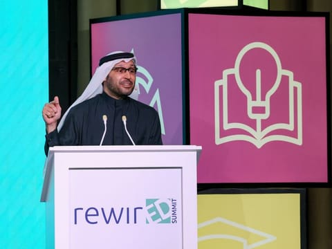 Dr. Tariq Al Gurg, Chief Executive Officer & Vice-Chairman
Dubai Cares speaking at the opening session of The RewirEd Summit 2023 at COP 28. Photo: Virendra Saklani/Gulf News