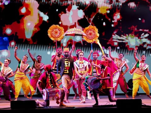 Artists performing at the show 'Koli Fishermen of Bombay: Guardians of Cultural Sustainability' at Green Stage at COP28 at Expo City Dubai