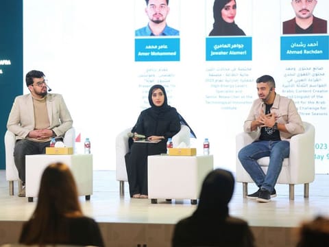 The gathering featured Jawaher Al Ameri, a high-power lasers expert honoured as an Emirati thinker in the 'Mufakiru Al Emarat' initiative at the Emirates Centre for Strategic Studies and Research, and Ahmad Rachdan, content creator and linguistic content producer for three seasons of the Arab Reading Challenge, and was moderated by Amer Mohamad, host of 'Bil Fus’ha'.