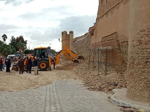 The massive city walls were under renovation when the accident took place.