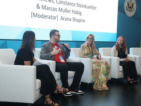 (second from left) Marcos Muller Habig, Acting CEO of 42 Abu Dhabi, at a panel discussion at the summit