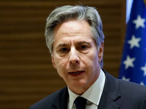 US Secretary of State Antony Blinken speaks during a joint press conference with Qatar's Prime Minister and Foreign Minister following their meeting in Doha on January 7, 2024 during his week-long trip aimed at calming tensions across the Middle East.