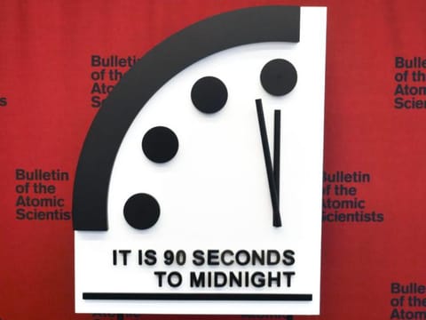The Bulletin of the Atomic Scientists, as they did last year, set the clock at 90 seconds to midnight — the theoretical point of annihilation.
