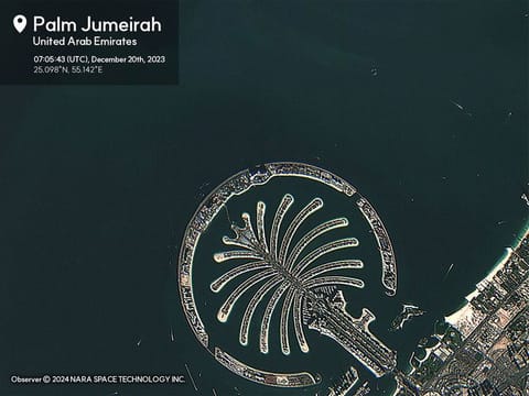 Palm Jumeirah in a photo taken by Observer-1A nanosatellite.