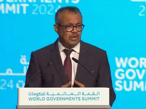 Still from video of Dr Tedros Adhanom Ghebreyesus' talk at the Summit, posted on the event's X account on Monday