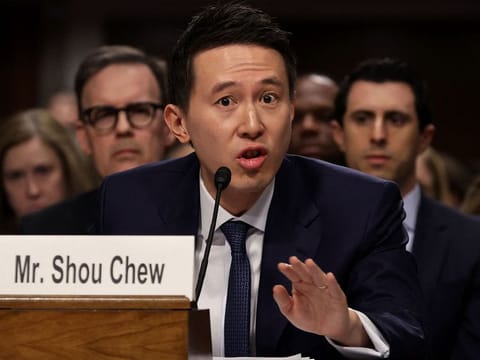Shou Zi Chew, CEO of TikTok, testifies before the US Senate Judiciary Committee at the Dirksen Senate Office Building on January 31, 2024 in Washington, DC. The committee heard testimony from the heads of the largest tech firms