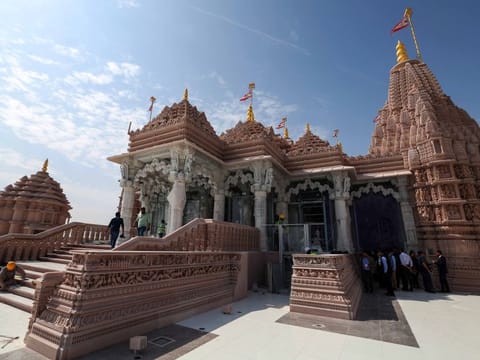Hand-carved by more than 1,500 skilled artisans, BAPS Hindu Mandir in Abu Dhabi will be inaugurated by Indian Prime Minister Narendra Modi