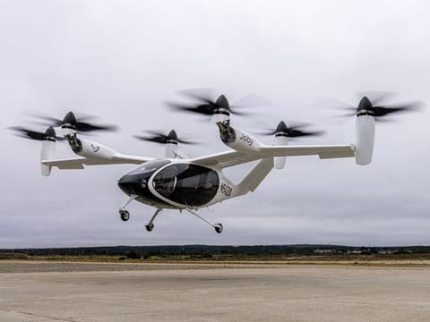 Joby Aviation’s eVTOL aircraft displayed at the World Governments Summit in Dubai on February 12, 2024. Joby and Dubai’s RTA signed a deal that allows the US company to operate air taxi services in the emirate for six years from 2026. Ahmed Ramzan/Gulf News