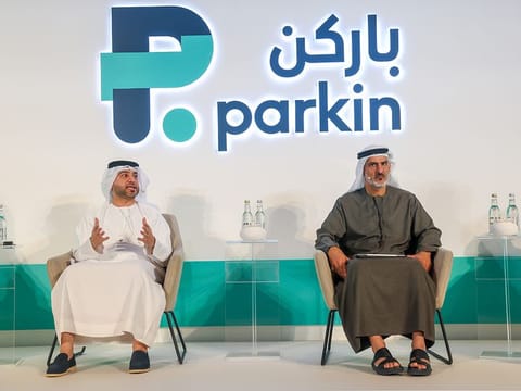 For what's next after IPO, Parkin has quite a few growth options it can line up. Taking its services to Dubai's privately owned developments is one. Pictured here are Parkin CEO Mohammed Al Ali (left) and Chairman Ahmed Hashem Bahrozyan (right).