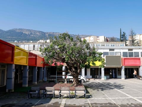 Shuttered shops in the northern Israeli city of Kiryat Shmona near the border with Lebanon. The Israeli military said in a statement that “approximately 10 launches which crossed from Lebanon into northern Israel were identified”, adding that sirens had sounded in north Israel’s Kiryat Shmona area.