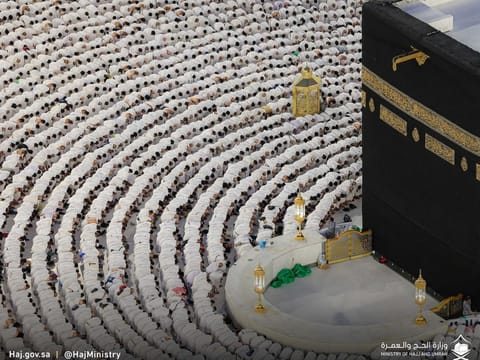 Worshippers at the Holy Kaaba at Grand Mosque in Ramadan.