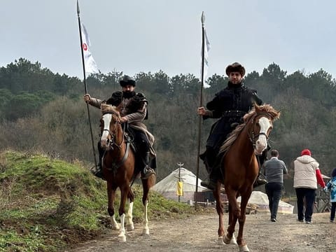 A ceremonial reception before the live show on the sets of the Turkish television series Dirilis: Ertugrul and Kurulus: Osman.