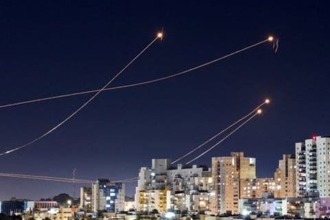 Israel's Iron Dome anti-missile system intercepts rockets launched from the Gaza Strip, amid the ongoing conflict between Israel and the Palestinian Islamist group Hamas, as seen from Ashkelon, Israel, January 15, 2024. That defence system costs roughly $50,000 per launch.