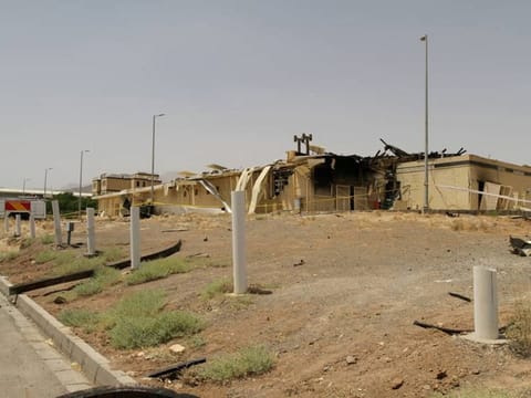 A view of a damage building after a fire broke out at Iran's Natanz Nuclear Facility, in Isfahan, Iran, July 2, 2020.