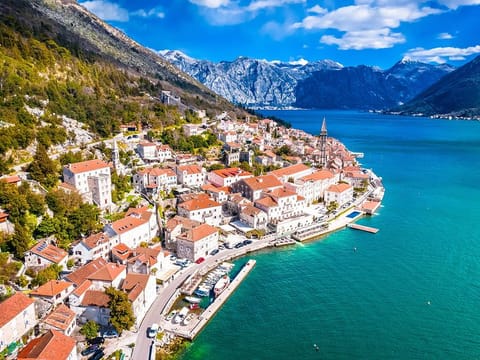An aerial view of the town, Perast in Boka Kotorska bay, an archipelago of Montenegro. Picture used for illustrative purposes.