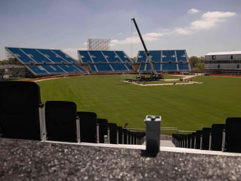 A view of the Nassau county International Cricket Stadium in Eisenhower Park in East Meadow in New York.