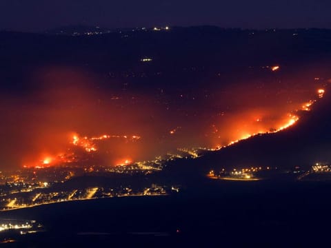 The scene after rockets were launched from Lebanon into northern Israel, next to the city of Kiryat Shmona near the Lebanon border, on June 3, 2024.