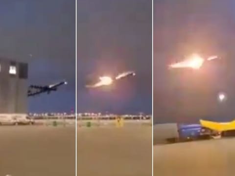 A video circulating on social media shows flames coming from Air Canada Flight AC872 aircraft's right-hand engine.