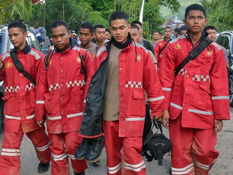 Rescue personnel conclude their week-long search mission following a landslide in Tulabolo Timur village, Bone Bolango Regency, on July 13, 2024.