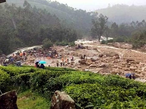 A rescue operation is underway after massive landslides hit the Meppadi area triggered by torrential rains, which claimed several lives and injured many others, in Wayanad on Tuesday.