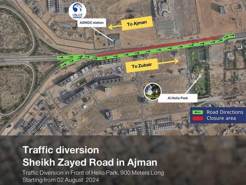 The diversion will be in effect from August 2, 2024.