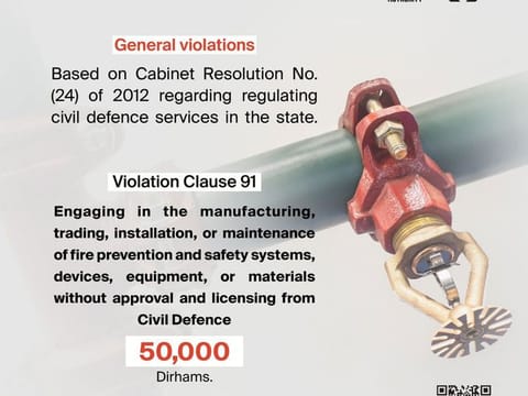 Abu Dhabi Civil Defence warns companies against illegal production of fire safety equipment