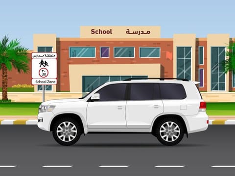 Still from police animation video about responsible driving near schools