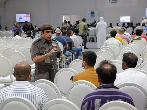 Amnesty applicants queue up at a GDRFA counter in Al Awir on the second day of Amnesty programme.